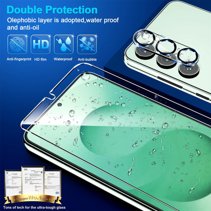 firtstnow 3 Pack Glass Screen Protector for Samsung Galaxy S25 Plus [6.7 inch] + 3 Pack Camera Lens Protector, 9H Tempered Glass, Fingerprint Unlock, HD Clear Case Friendly Anti-Scratch