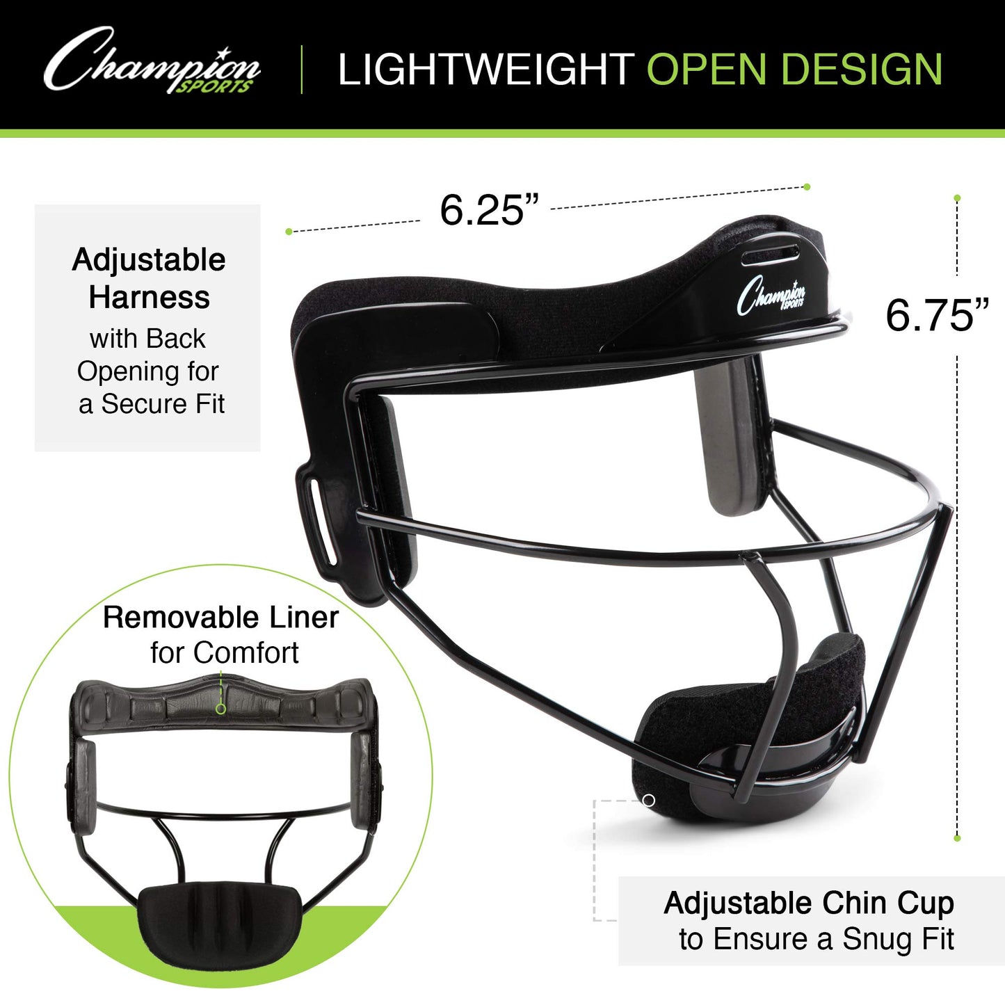 Champion Sports Steel Softball Face Mask - Classic Fielders Masks for Youth - Durable Head Guards - Premium Sports Accessories for Indoors and Outdoors - Purple