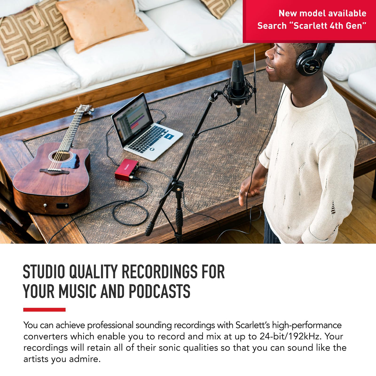 Focusrite Scarlett Solo 3rd Gen USB Audio Interface for Guitarists, Vocalists, Podcasters or Producers to record and playback studio quality sound