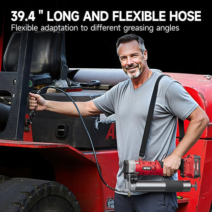 Alloyman 2-in-1 Electric Grease Gun Kit, Upgraded 12,000 PSI,2×4000mAh Batteries,Built for Farmers, Mechanics & Truckers,5.3 oz/min, 39.4” Long Hose& LED Light for Tractors, Trailers,Heavy Equipment