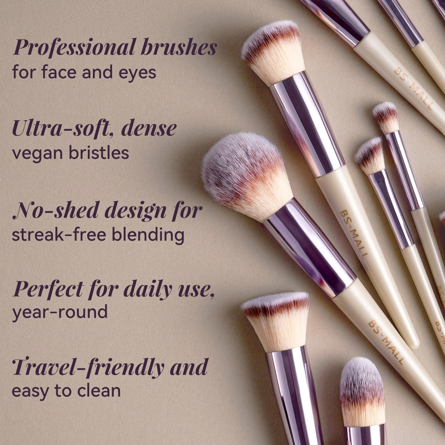 BS-MALL Makeup Brush Set 18 Pcs Premium Synthetic Foundation Powder Concealers Eye shadows Blush Makeup Brushes with black case