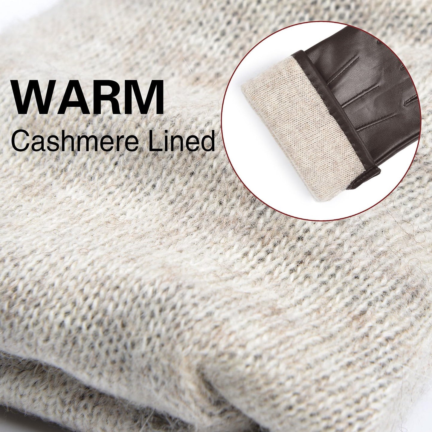 Harssidanzar Mens Leather Gloves Genuine Sheepskin Cashmere Lined Warm Touchscreen Texting Gloves SM052US (Brown(touchscreen), L)