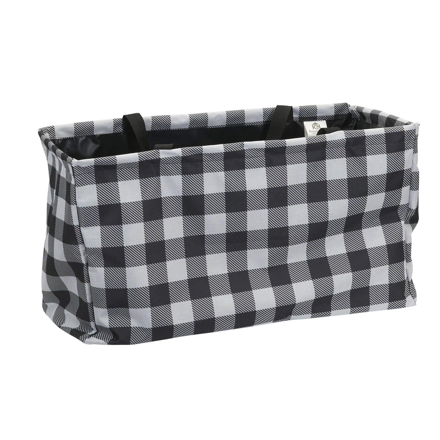 Household Essentials Black and White Plaid Krush Container All-Purpose Utility Tote