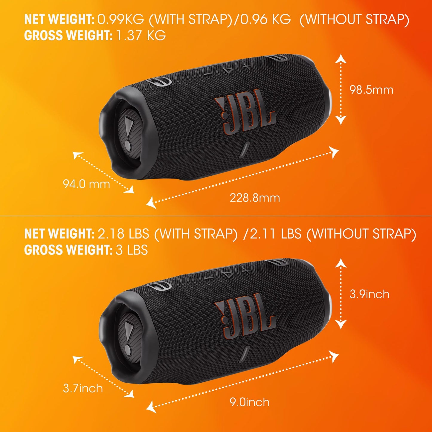 JBL Charge 6 - Portable Waterproof & Drop-Proof Bluetooth Speaker, Bold Pro Sound with AI Sound Boost, 28Hrs of Playtime, Built-in powerbank & Comes with a Sturdy/Removable Carrying Strap (Black)
