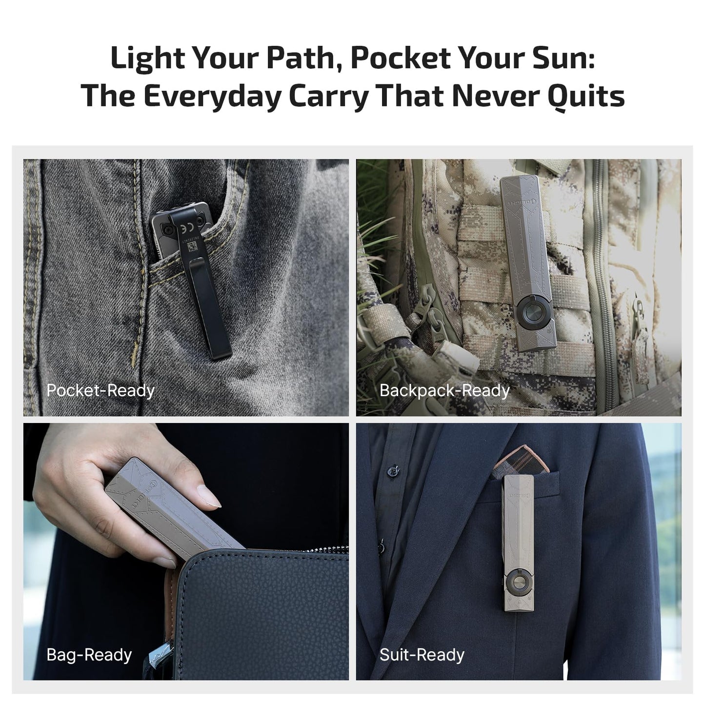 OLIGHT ArkPro EDC Flat Flashlight Rechargeable with Green Beam, UV and White LED, 1500 Lumens USB-C Pocket Camping Flashlight, Spotlight Floodlight for Outdoor Emergency Working (Phantom Squadron CW)