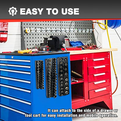 EACELIY 6Pcs Magnetic Socket Organizer Set, 1/2", 1/4" and 3/8" SAE & Metric Deep & Shallow Socket Holder Kit, Socket Trays，holds 143pcs Sockets (sockets not included)