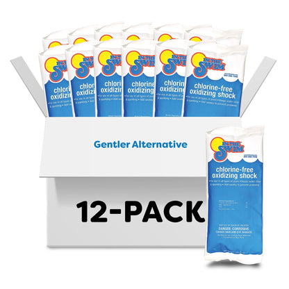In The Swim Chlorine-Free Pool Shock – Quick Dissolving, Fast-Acting, Shock-Oxidizer for Swimming Pools, Spas, and Salt Chlorinated Pools Compatible - 12 x 1 Pound Bags