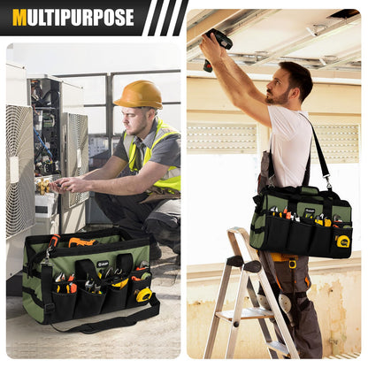 UUP 18-Inch Large Tool Bag, 16-Pocket Portable Tool Box Organizer Storage, Heavy Duty Tactical Toolbag with Big Zipper, Travel Carry Toolbox, Father Day Dad Men Electrician Contractor Welding Gift