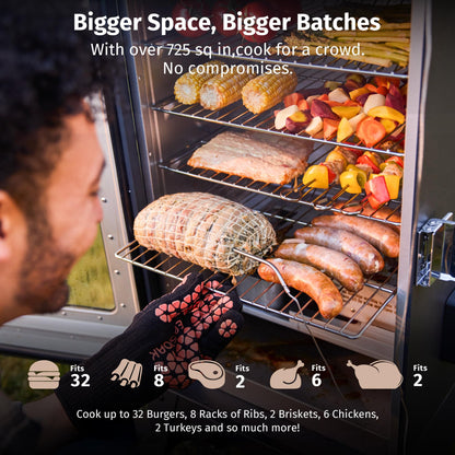 EAST OAK Ridgewood Pro 30" Electric Smoker Built-in Meat Probe & Elevated Stand for Outdoors Up to 6× Longer Smokes, Adjustable Side Chip Loader Smoke with 725 sq in Cooking Area, Night Blue