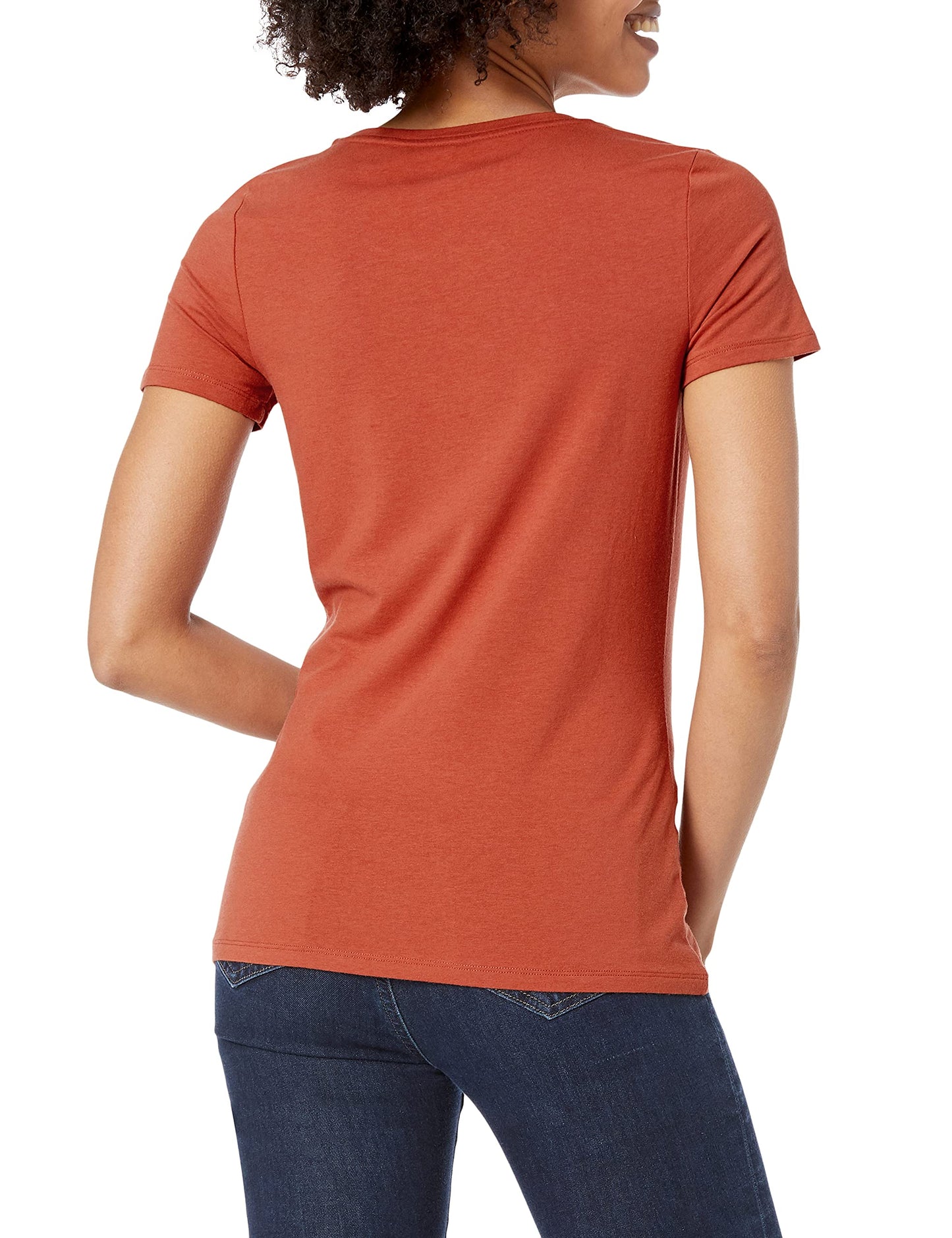 Amazon Essentials Women's Classic-Fit Short-Sleeve Crewneck T-Shirt, Pack of 2, Light Pink/Terracotta, Medium