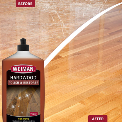 Weiman Hardwood Floor Cleaner and Polish Restorer Combo - 2 Pack - High-Traffic Hardwood Floor, Natural Shine, Removes Scratches, Leaves Protective Layer