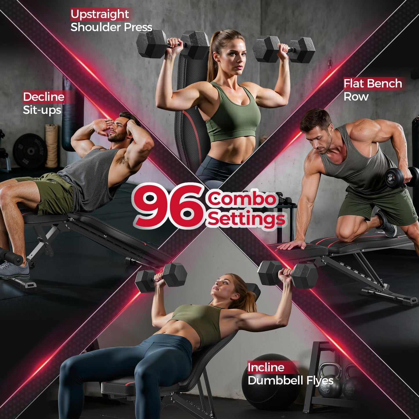 FLYBIRD Adjustable Bench,Utility Weight Bench for Full Body Workout- Multi-Purpose Foldable Incline Bench (Black)