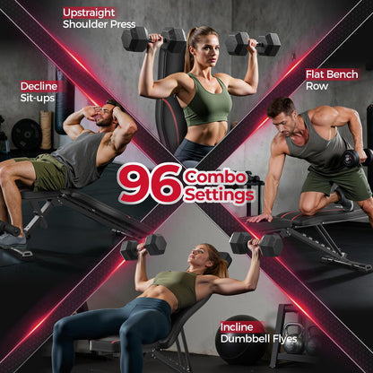 FLYBIRD Adjustable Bench,Utility Weight Bench for Full Body Workout- Multi-Purpose Foldable Incline Bench (Black)