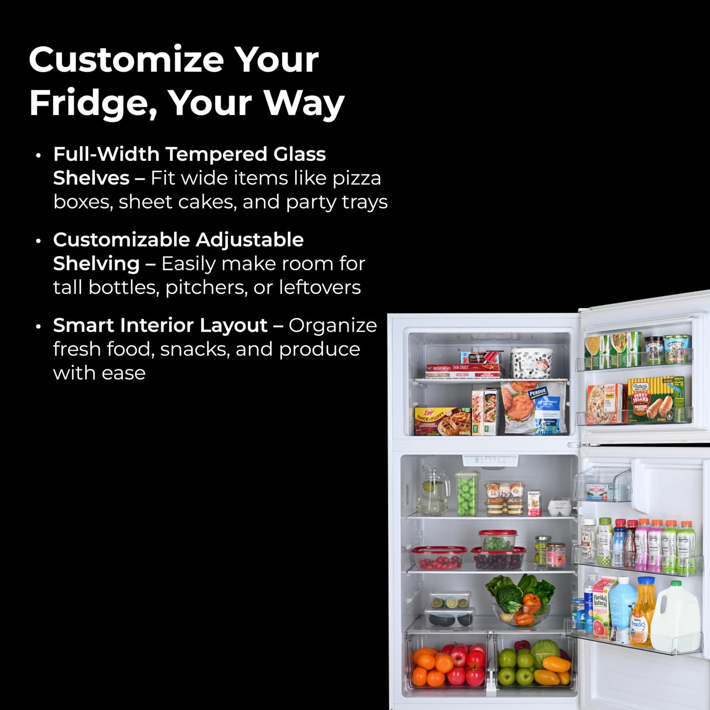 Kenmore 33 in. 20.5 cu. ft. Capacity Refrigerator/Freezer with Full-Width Adjustable Glass Shelving, Humidity Control Crispers, ENERGY STAR Certified, White