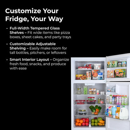 Kenmore 33 in. 20.5 cu. ft. Capacity Refrigerator/Freezer with Full-Width Adjustable Glass Shelving, Humidity Control Crispers, ENERGY STAR Certified, White