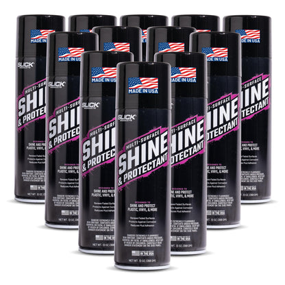 Slick Products Multi-Surface Shine & Protectant Spray, Renew Vinyl, Plastic, Rubber, Trim, Car, Truck, Motorcycle, Dirt Bike – UV Protection, No Drip Formula, 17.35 fl oz (12-Pack)