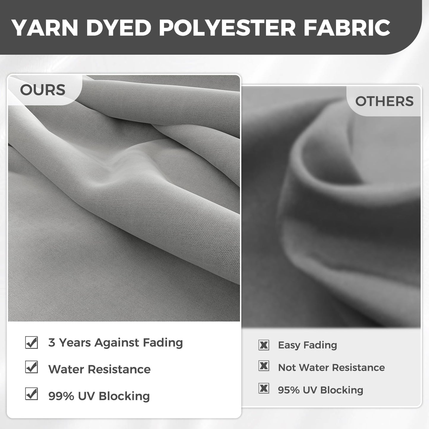 Grand patio 10'x10' Offset Umbrella Large Aluminum Square Cantilever Umbrella Base Included for Deck Porch (Light Gray, 10x10 FT)