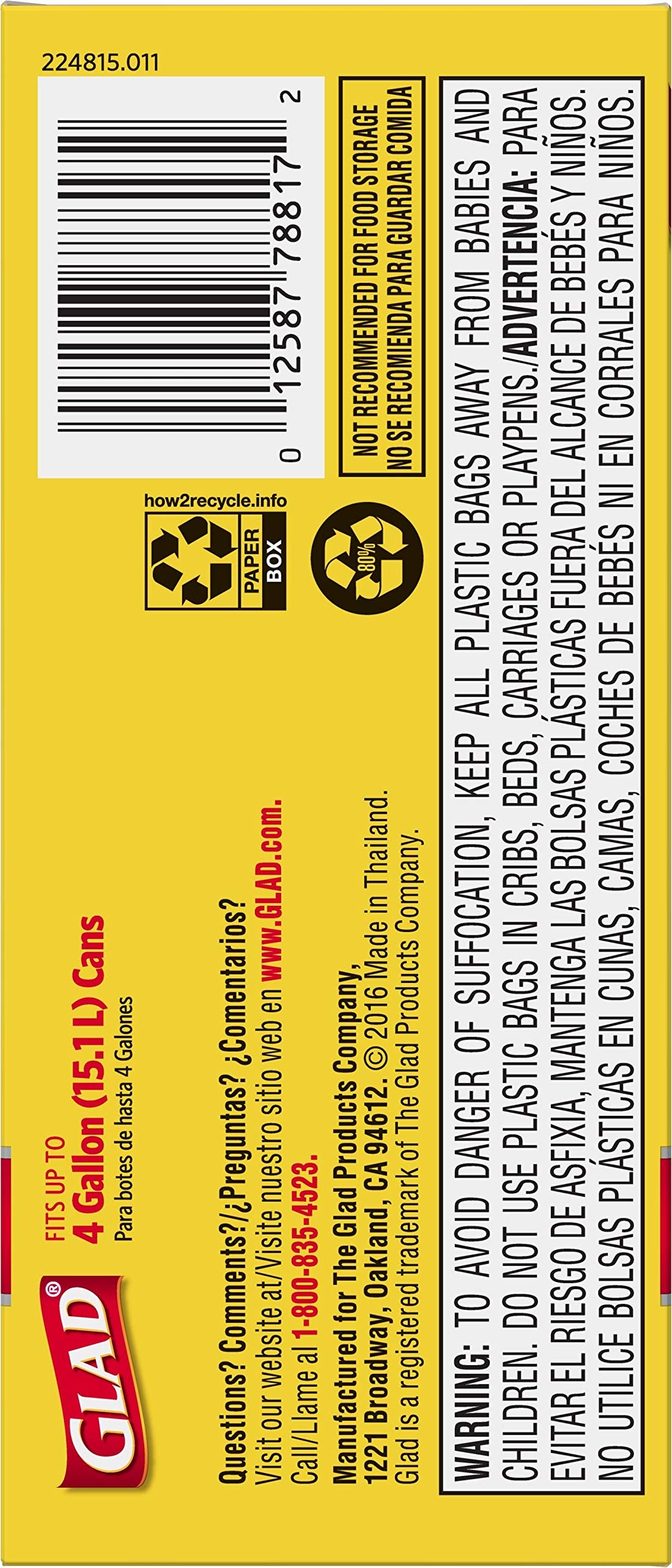 Glad Trash Bags, Small Garbage Bags - 4 Gallon White Trash Bag - 30 Count