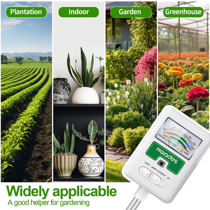 Soil Moisture Meter for Plants, 4-in-1 Soil pH Tester, Soil Tester for Moisture, Light, Nutrients, pH, Soil Ph Test Kit Water Meter for Indoor Plants & Outdoor Garden, Lawn, Farm (No Battery Required)
