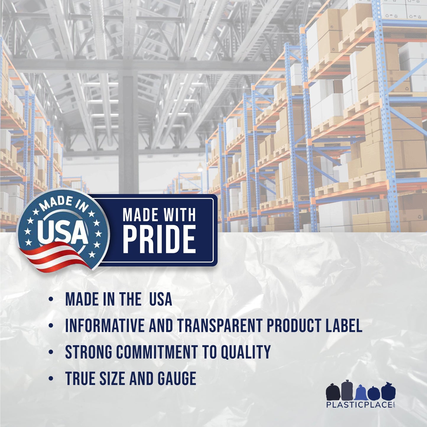 Plasticplace 95-96 Gallon Heavy Duty Black Trash Bags - Contractor Grade, Extra Large Garbage Bags for Construction & Outdoor Trash Cans, 1.2 Mil Thick, 61” x 68” (15 Count Roll)