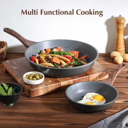 SENSARTE Nonstick Frying Pan Skillet, Swiss Granite Coating Omelette Pan, Healthy Stone Cookware Chef's Pan, PFOA Free (8/9.5/10/11/12.5 Inch) (9.5 Inch)