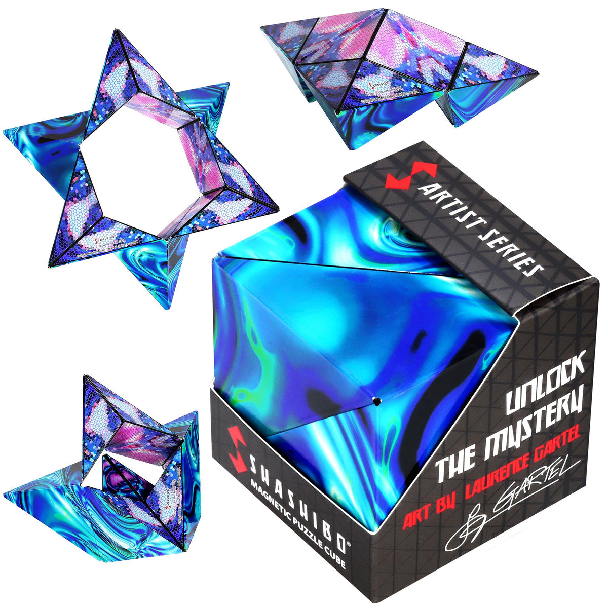 Shashibo Shape Shifting Box - Award-Winning STEM Fidget Toy with Strong Magnets - Fidget Cube Transforms Into 100+ Shapes, Christmas Stocking Stuffers Gift for Kids, Teens, and Adults (Mystic Ocean)