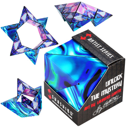 Shashibo Shape Shifting Box - Award-Winning STEM Fidget Toy with Strong Magnets - Fidget Cube Transforms Into 100+ Shapes, Christmas Stocking Stuffers Gift for Kids, Teens, and Adults (Mystic Ocean)