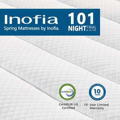 Inofia Queen Mattress, 10 Inch Hybrid Innerspring Double Mattress Cool Bed with Breathable Soft Knitted Fabric Cover, 101 Nights Trial