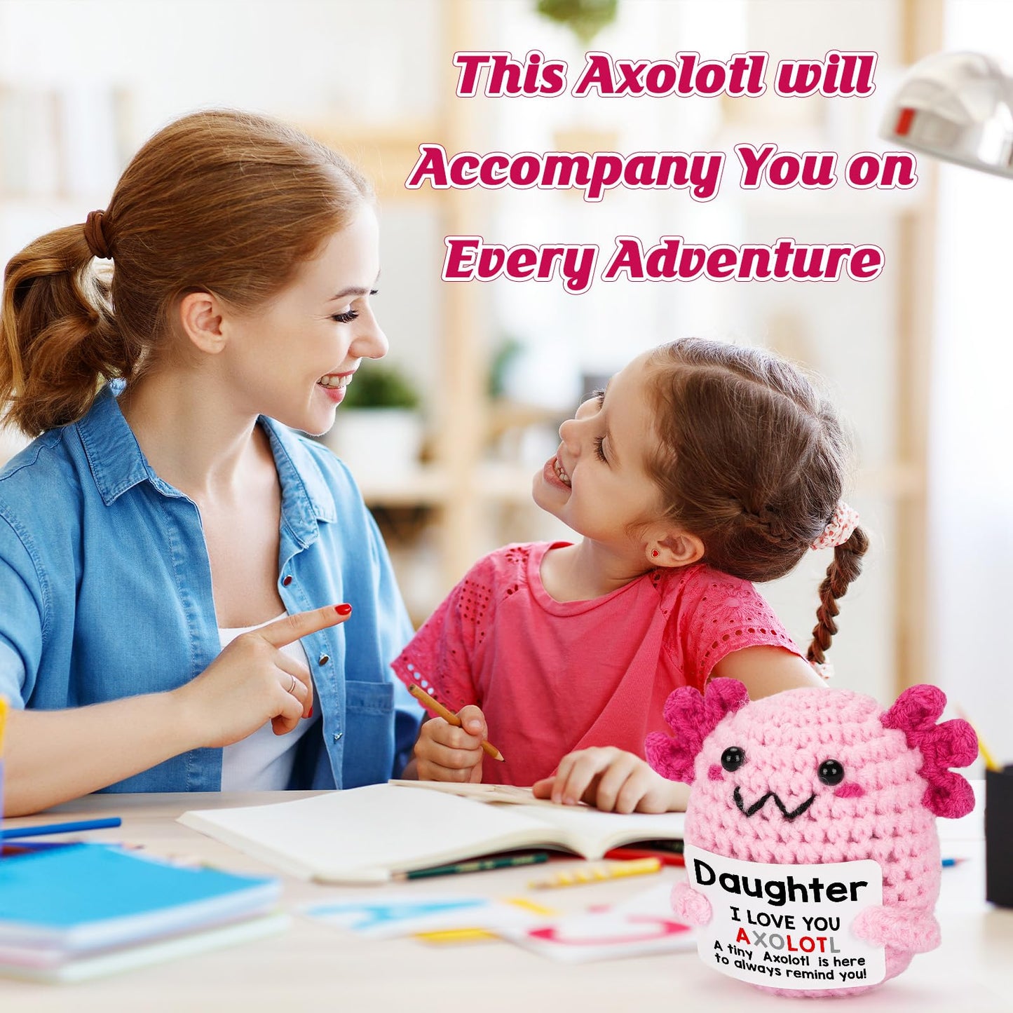 WEYON Teen Girl Gifts Trendy Stuff, Crochet Axolotl Daughter Gift from Mom for Birthday, Christmas, Valentines, Easter Basket Stuffers for Tweens Kids