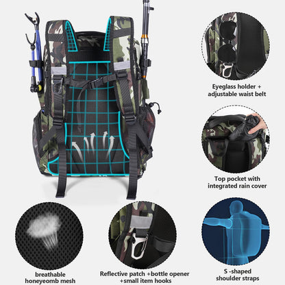 Vomgomfom 37L Fishing Backpack with Fully Waterproof Insulated Lining,Military Survival Molle Back Pack with Laptop Compartment,Army green Camouflage