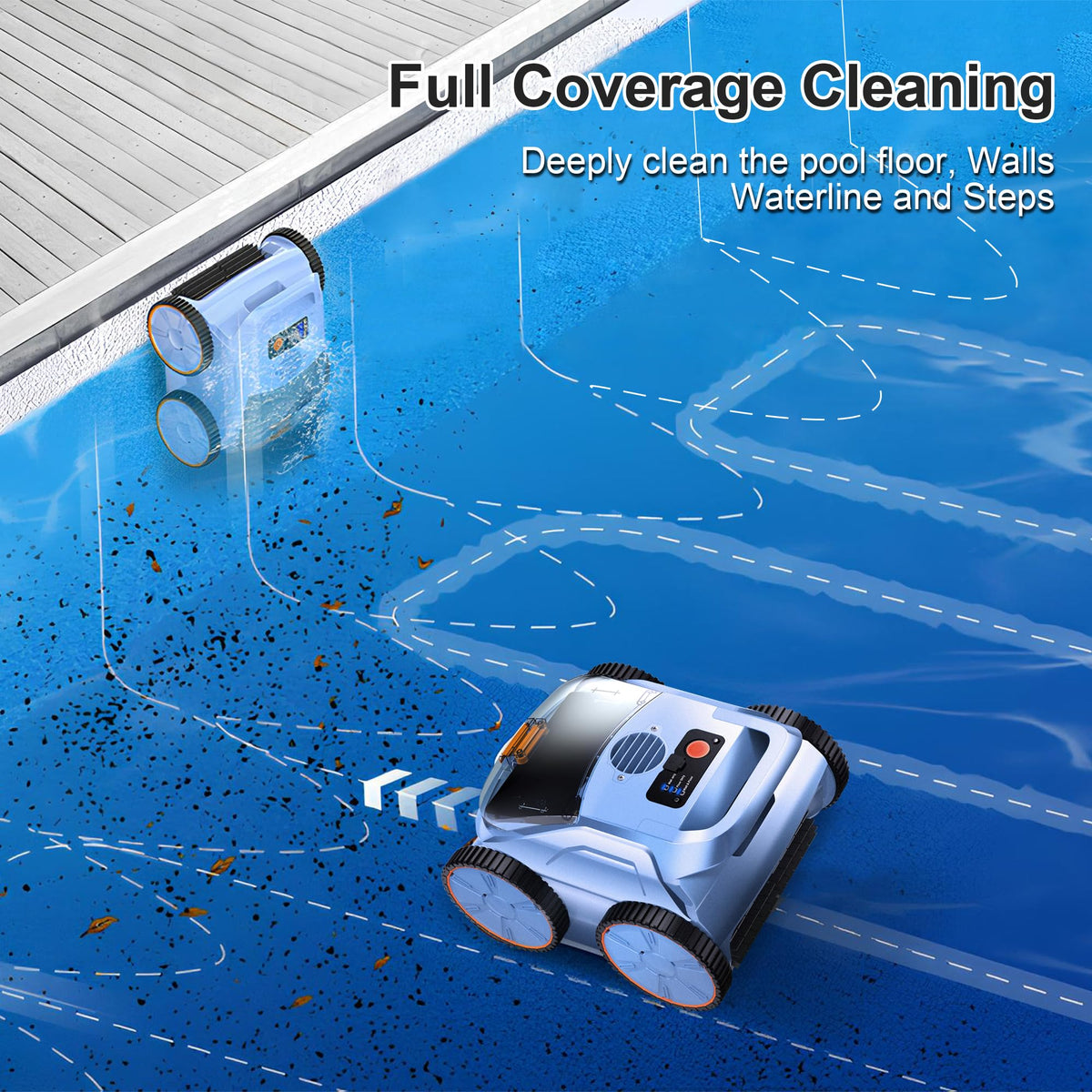 (2025 New) Robotic Pool Vacuum, Robotic Pool Cleaner for Inground Pools, Smart Navigation, Floor/Wall/Waterline Cleaning, 150 Mins Runtime for Pool Up to 2000 Sq.ft