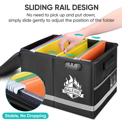 BALEINE Fireproof Document Box with Lock, Portable Fireproof Document Bag Waterproof Fire Proof File Boxes for Documents, File Organizer Box for Important Paperwork (Silver, 16''x12.5''11.5'')