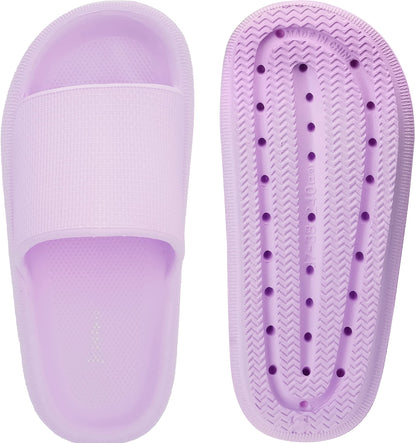 Joomra Shower Slippers for Women Foam Pillow House Shower Bath Bathroom Home Platform Sandals Cushion Slipers Slides for Ladies Female Sandles Purple 39-40