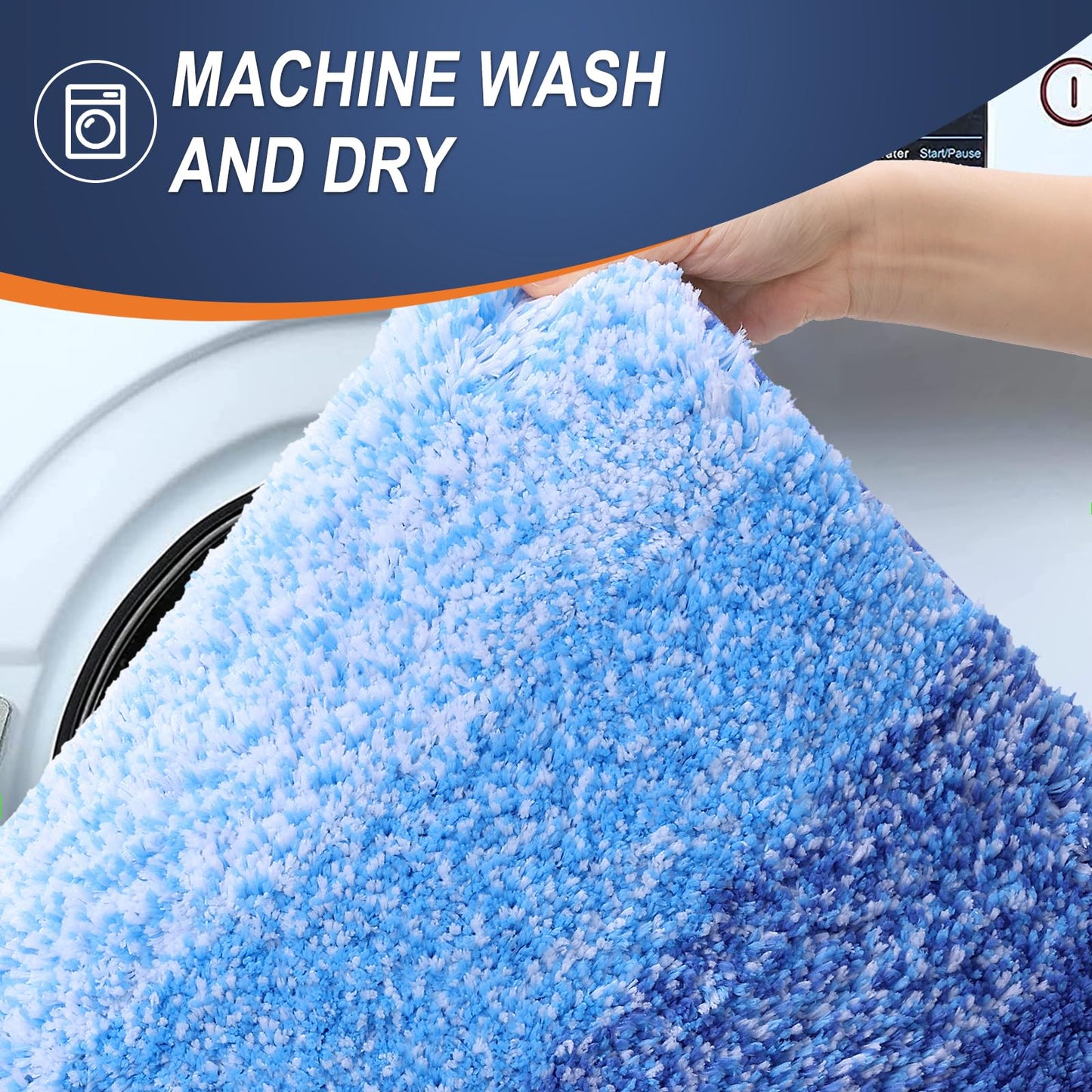 OLANLY Bathroom Runner Rugs 59x20, Extra Soft Absorbent Microfiber Bath Rugs, Rubber Backing, Quick Dry, Washable Bath Mats for Bathroom Floor, Tub and Shower, Home Decor Accessories, Light Royal Blue