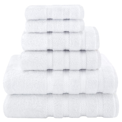 American Soft Linen Luxury 6 Piece Towel Set, 2 Bath Towels 2 Hand Towel 2 Washcloths, 600 GSM 100% Cotton Turkish Towels for Bathroom, White Towel Sets