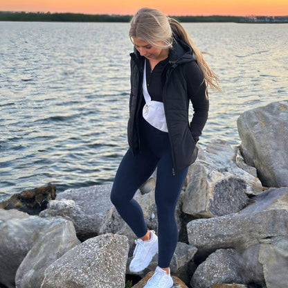 High Waisted Leggings for Women - No See Through Tummy Novelty Workout Yoga Pants with Pockets Reg & Plus Navy Blue