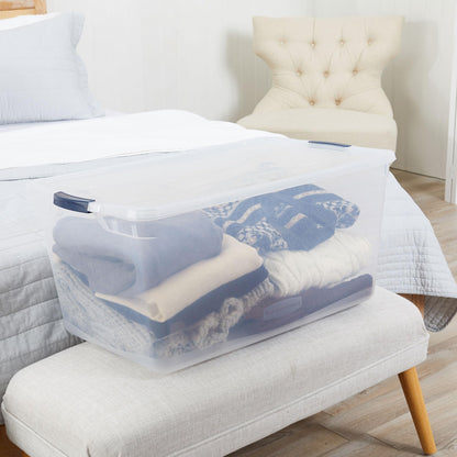 Rubbermaid Cleverstore 95 Quart Clear Stackable Large Plastic Storage Containers with Lids for Office and Home Organization, Clear (4 Pack)