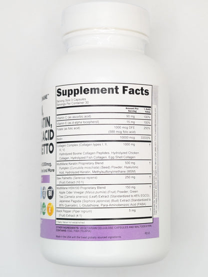 Clean Nutraceuticals Collagen Pills 1000mg Biotin 10000mcg Keratin Saw Palmetto Hyaluronic Acid - Hair Skin & Nails Vitamins & DHT Blocker with Vitamin E Folic Acid Pumpkin Seed MSM - 90 Count