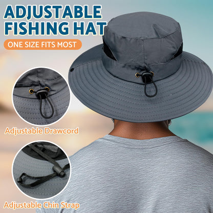 PFFY Sun Bucket Hats for Men Women 3” Wide Brim UPF 50+ Fishing & Beach Hat Darkgrey