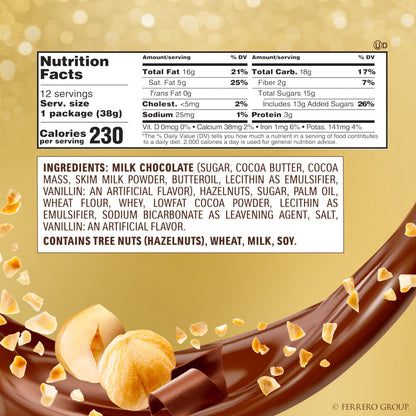 Ferrero Rocher, 24 Count, Premium Gourmet Milk Chocolate Hazelnut, Individually Wrapped Candy for Gifting, Mother's Day Gift, 10.5 oz
