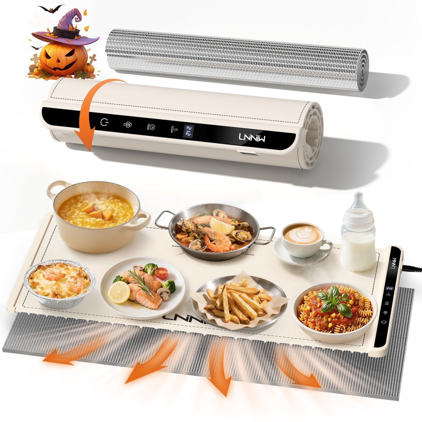 Extra Large Food Warming Mat with Heat-Resistant Pad, 36X15 Inch, 6 Temperature & 6 Timer Settings, Child Lock Safety, Fits More Dishes for Family Dinners and Parties