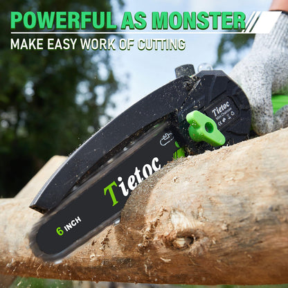 Tietoc Chainsaw 6 Inch Mini Electric Chainsaw Cordless Battery Powered, Hand Held Saw for Wood/Trees Trimming, Tools for Household and Garden, Chain Saw Gift for Men Dad Husband Fathers Gardener 2025