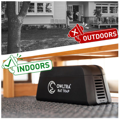 OWLTRA OW-1 Indoor Electric Rat Trap 2PCS, Instant Kill Rodent Zapper with Pet Safe Trigger, Black