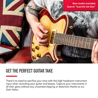 Focusrite Scarlett Solo 3rd Gen USB Audio Interface for Guitarists, Vocalists, Podcasters or Producers to record and playback studio quality sound