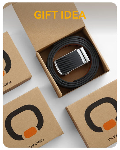 CHAOREN Mens Belt - Mens Ratchet Belt Leather 1 3/8" for Dress Pant - Micro Adjustable Belt Fit Everywhere