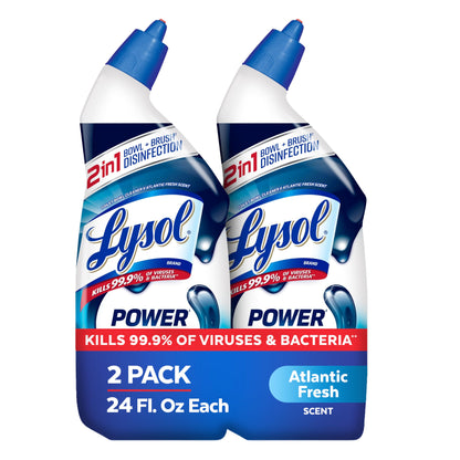 Lysol Toilet Bowl Cleaner, Max Strength Bathroom Cleaning Supplies, Toilet Bowl Cleaner Clinging Gel, Home Essential, Instant Stain Removal, Disinfecting and Deodorizing, Bleach Free, 24 oz (2 ct)