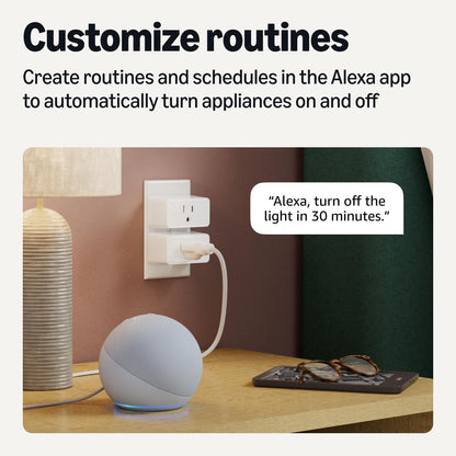 Amazon Basics Smart Plug, Works with Alexa Only, 2.4 GHz Wi-Fi, No Hub Required, 1 Pack, White