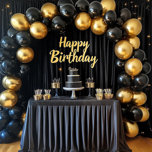RUBFAC 129pcs Metallic Gold Balloons Different Sizes 18 12 10 5 Inch, Latex Balloon Garland Arch Kit for Party Graduation Wedding Holiday Happy Birthday Decoration