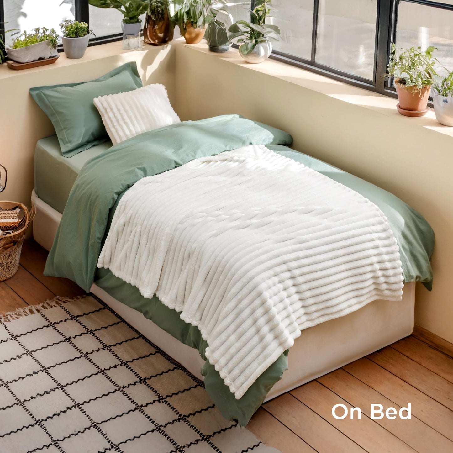 Bedsure White Throw Blanket for Couch - GentleSoft Cozy Soft Blankets for Women, Cute Small Fleece Throws for Girls, Birthday Gifts for Women, Mothers Day Decor Gifts for Mom, Off White, 50x60 Inches