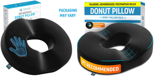 PT ENDORSED Donut Pillow for Tailbone Pain Relief - Hemorrhoid Pillow for Sitting, Orthopedic Donut Seat Cushion for Pressure Relief, Post Surgery, Postpartum Pregnancy, Lifting Cushions for Coccyx